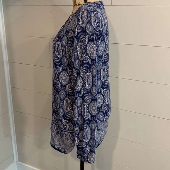 Max Studio Blue Pink White Boho Print Tunic Top - Picture 2 of 10